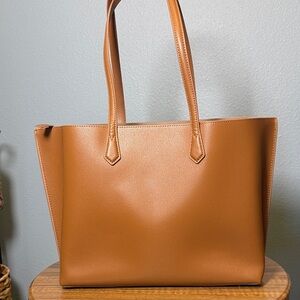 Classic Tan Leather Tote Bag - Women
